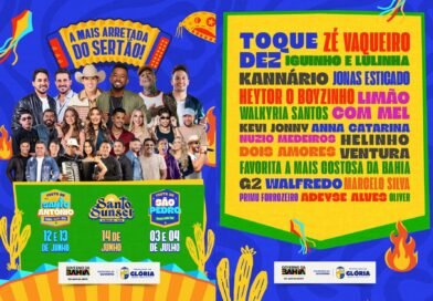 Glória-BA anuncia mega programação junina com Toque Dez, Zé Vaqueiro, Iguinho e Lulinha, Kannário, Limão com Mel e grandes atrações