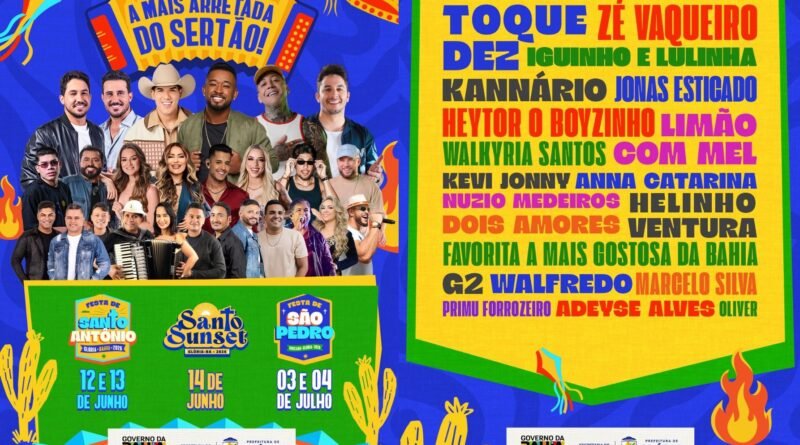 Glória-BA anuncia mega programação junina com Toque Dez, Zé Vaqueiro, Iguinho e Lulinha, Kannário, Limão com Mel e grandes atrações